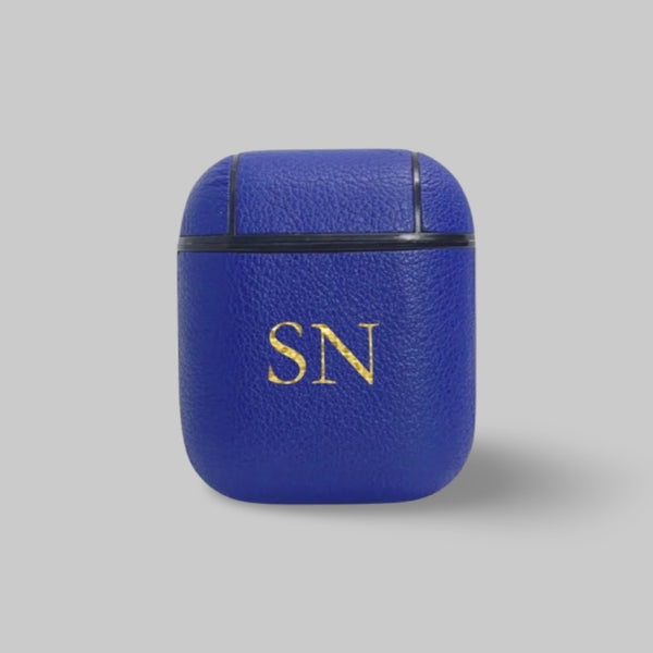 Personalised AirPods 1/2 Case in Ink Navy Smooth Leather