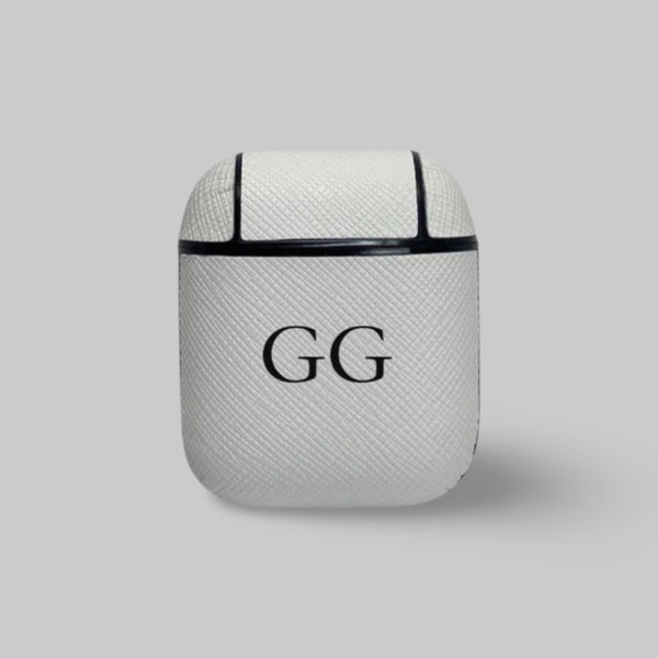 Personalised AirPods 1/2 Case in White Vegan Leather