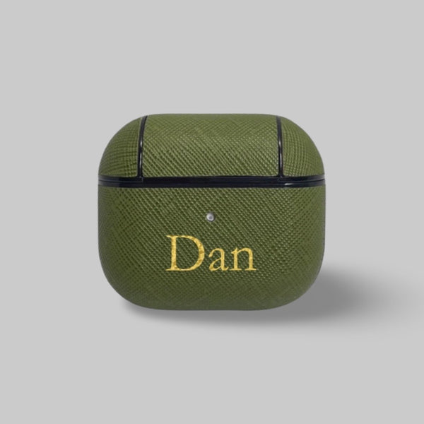 Personalised AirPods 3 Case in Matcha Green Vegan Leather