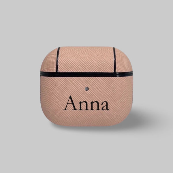 Personalised AirPods 3 Case in Pale Pink Leather