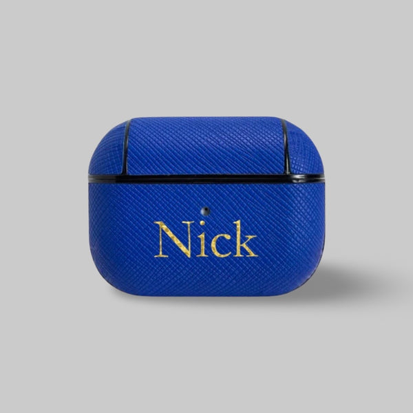 Personalised AirPods Pro Gen 1/2 Case in Azure Blue Saffiano Leather
