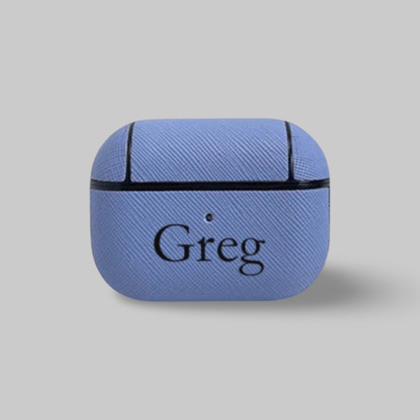 Personalised AirPods Pro Gen 1/2 Case in Hydrangea Blue Leather