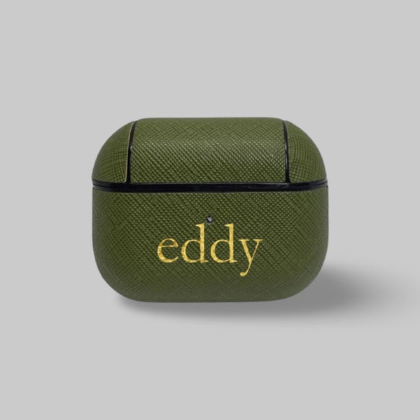 Personalised AirPods Pro Gen 1/2 Case in Matcha Green Tea Saffiano Vegan Leather