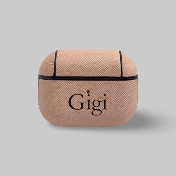 Personalised AirPods Pro Gen 1/2 Case in Pale Pink Saffiano Vegan Leather