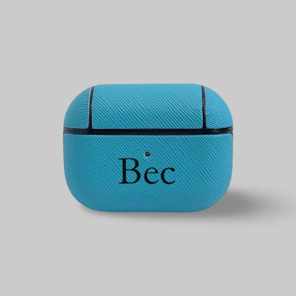 Personalised AirPods Pro Gen 1/2 Case in Sky Blue Saffiano Leather