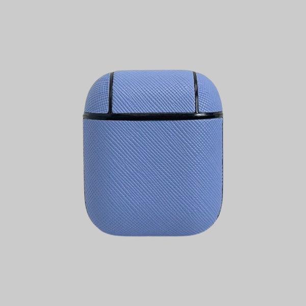Personalised AirPods 1/2 Case in Hydrangea Blue Saffiano Leather