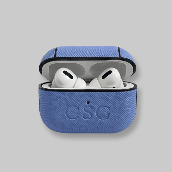 Personalised AirPods Pro Gen 1/2 Case in Hydrangea Blue Leather