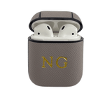Personalised AirPods 1/2 Case in Light Grey Leather
