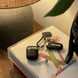 Personalised Black AirPods Case in Smooth Leather