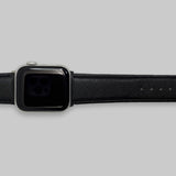 Personalised Apple Watch Strap in Black Vegan Leather