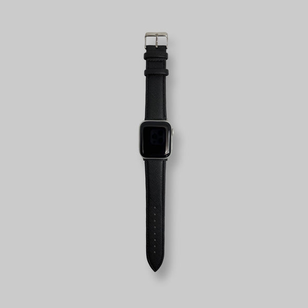 Personalised Apple Watch Strap in Black Vegan Leather