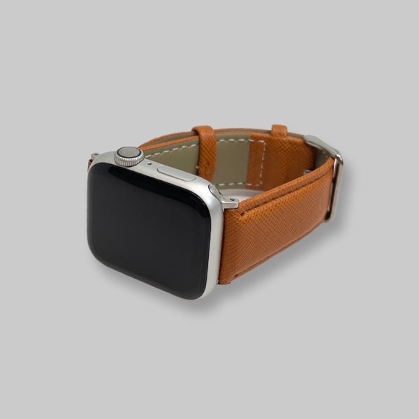 Personalised Apple Watch Strap in Caramel Tan Vegan Leather