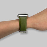 Personalised Apple Watch Strap in Matcha Green Vegan Leather