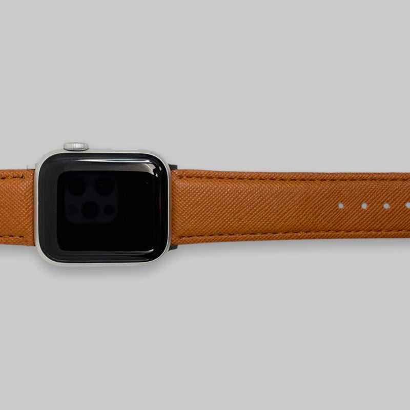 Personalised Apple Watch Strap in Caramel Tan Vegan Leather