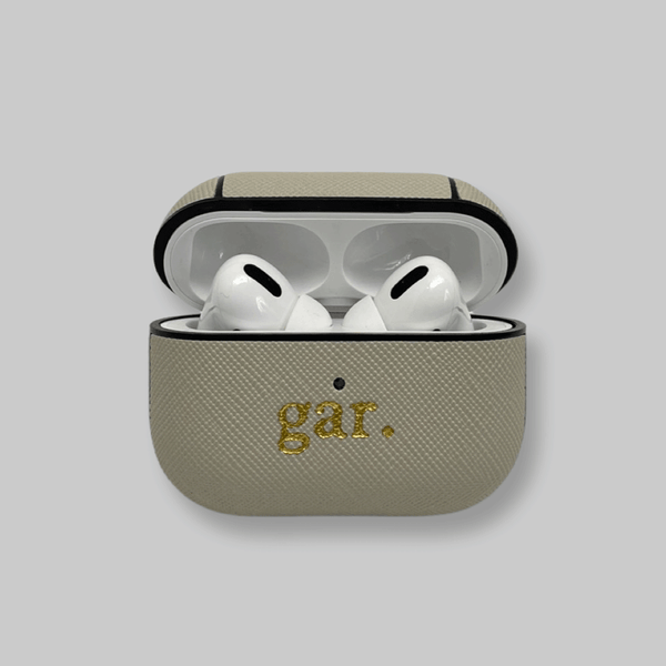 Personalised AirPods Pro Gen 1/2 Case in Stone Saffiano Vegan Leather