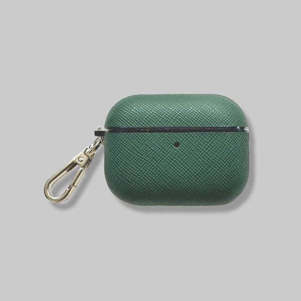 Personalised AirPods Pro Gen 3 Case in Forest Green Saffiano Leather