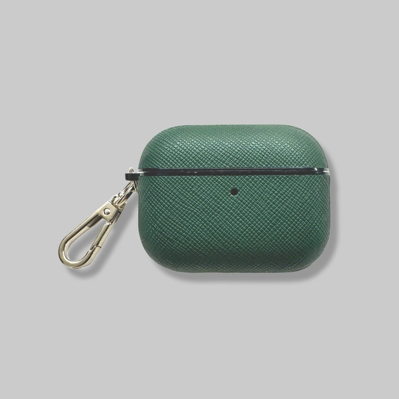Personalised AirPods Pro Gen 3 Case in Forest Green Saffiano Leather