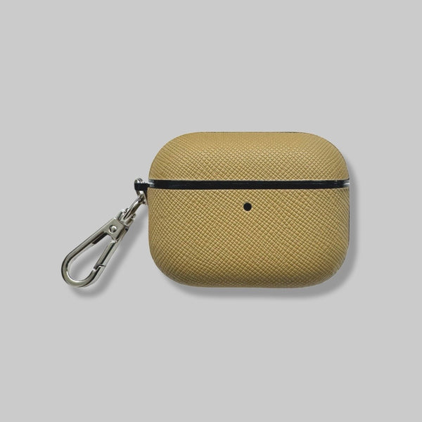 Personalised AirPods Pro Gen 3 Case in Latte Tan Saffiano Leather