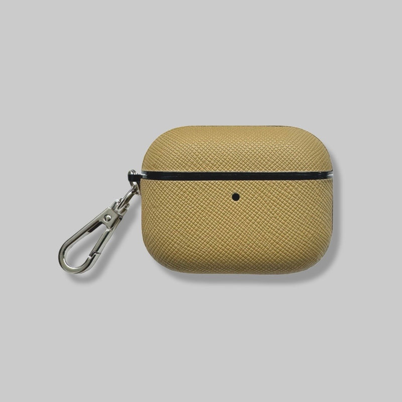 Personalised AirPods Pro Gen 3 Case in Latte Tan Saffiano Leather