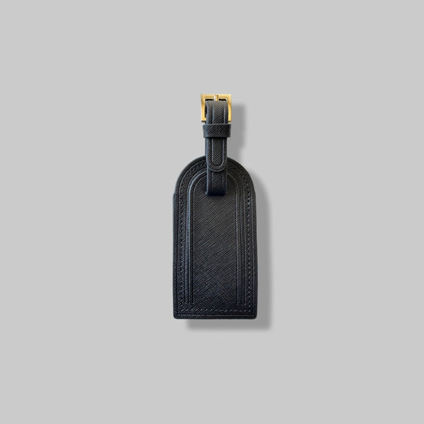 Luggage Tag in Black Saffiano Leather