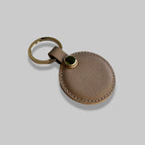 Latte Taupe Omega Leather Round Key Ring