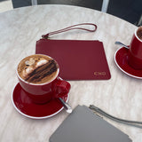 Personalised Pouch in Burgundy Red with Detachable Wrist Strap