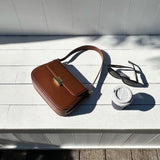 Personalised Caramel Brown Liv Shoulder Bag in Smooth Calfskin Leather