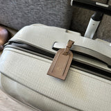 Luggage Tag in Taupe Saffiano Leather