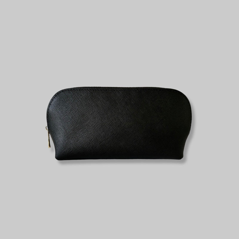 Make Up Cosmetic Bag in Black Saffiano Leather