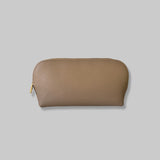 Make Up Cosmetic Bag in Taupe Saffiano Leather