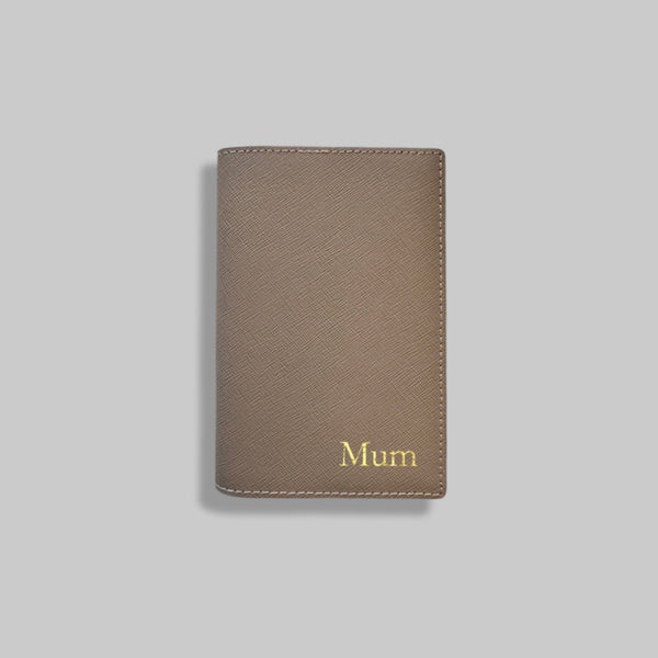 PASSPORT HOLDER IN TAUPE SAFFIANO LEATHER