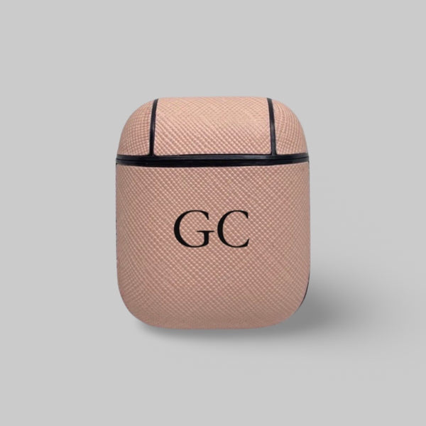 Personalised AirPods 1/2 Case in Pale Pink Leather