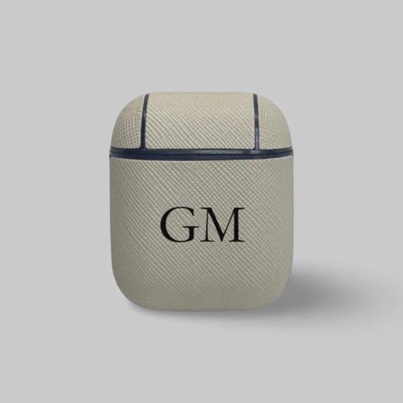 Personalised AirPods 1/2 Case in Stone Grey Vegan Leather