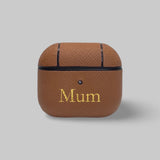 Personalised AirPods 3 Case in Caramel Brown Leather