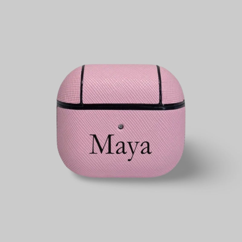 Personalised AirPods 3 Case in Macaron Pink Leather