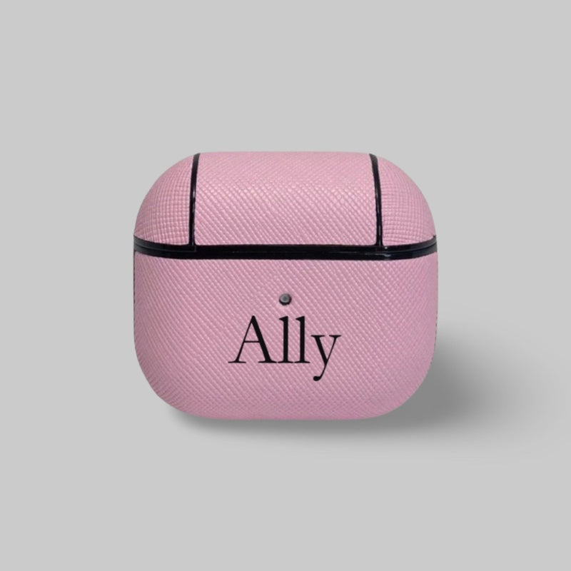 Personalised AirPods 3 Case in Macaron Pink Vegan Leather