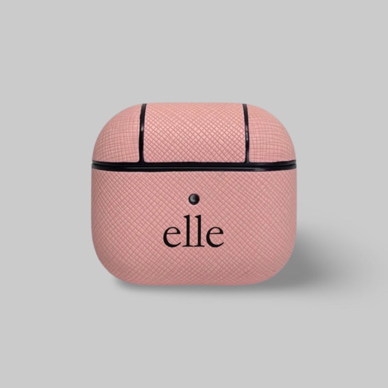 Personalised AirPods 3 Case in Rose Pink Leather