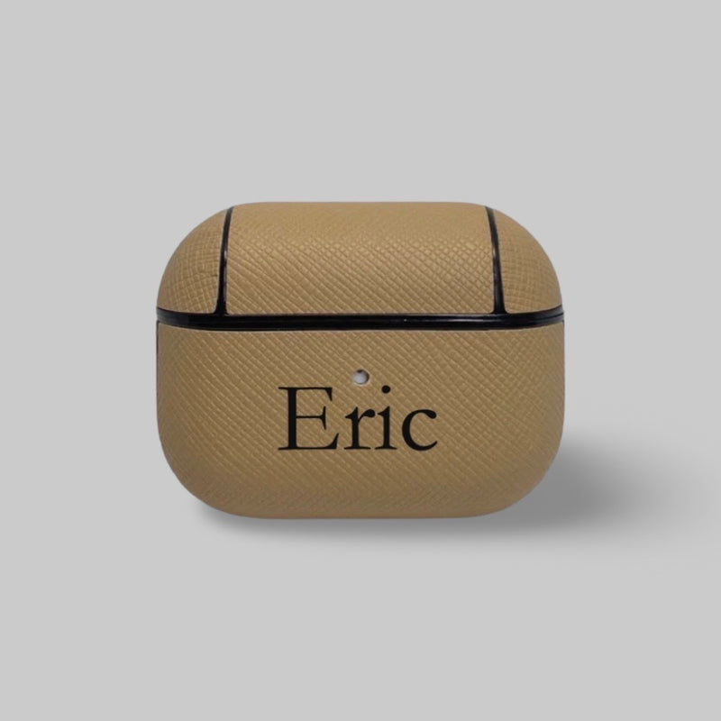 Personalised AirPods Pro Gen 1/2 Case in Latte Tan Saffiano Vegan Leather