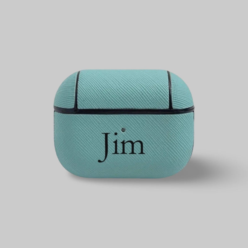 Personalised AirPods Pro Gen 1/2 Case in Light Blue Saffiano Vegan Leather