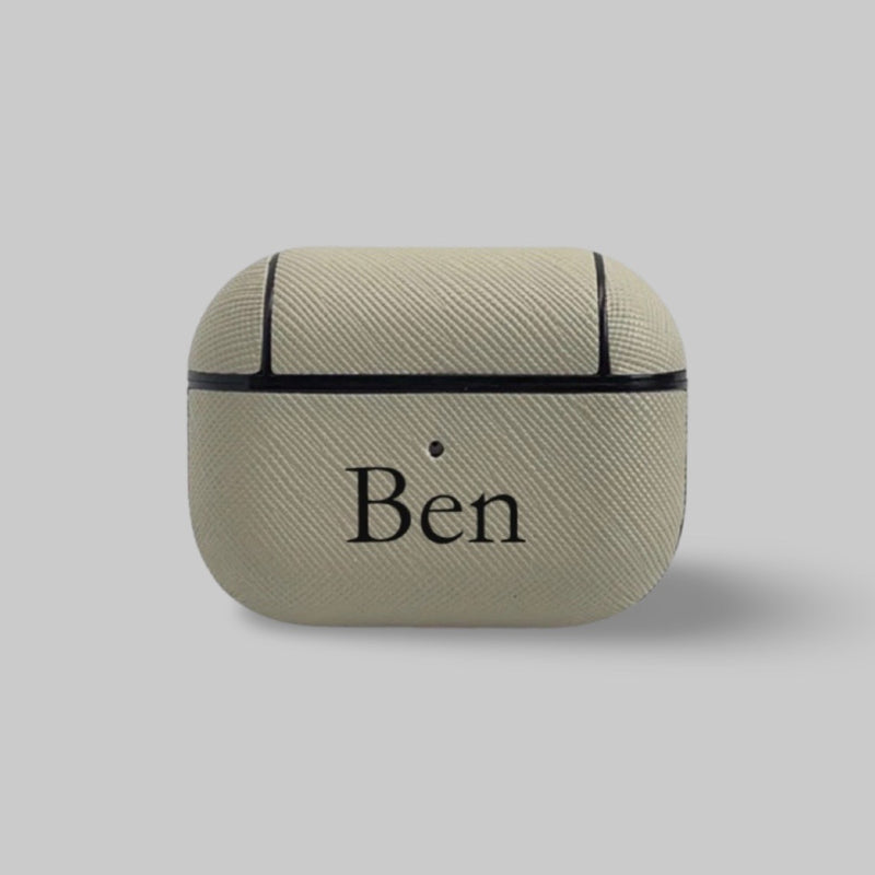 Personalised AirPods Pro Gen 1/2 Case in Stone Saffiano Vegan Leather