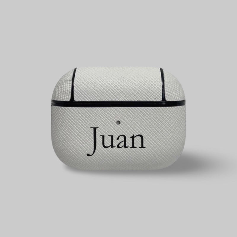 Personalised AirPods Pro Gen 1/2 Case in White Saffiano Vegan Leather