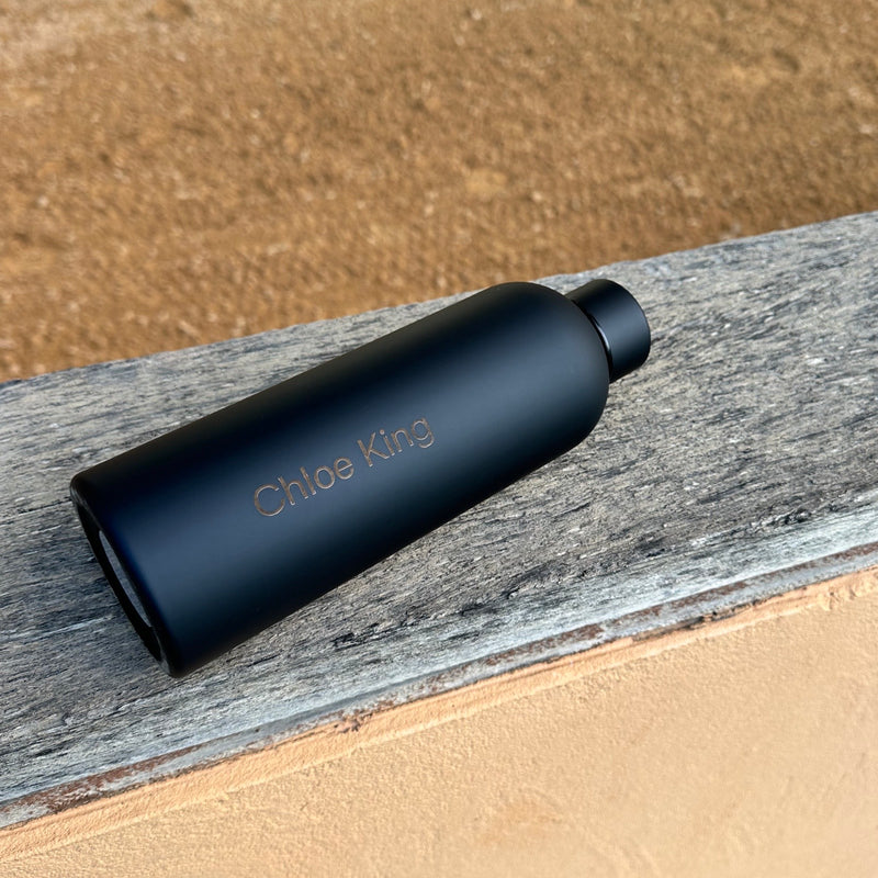 Personalised Water / Drink Bottle in Matte Black - IN STOCK