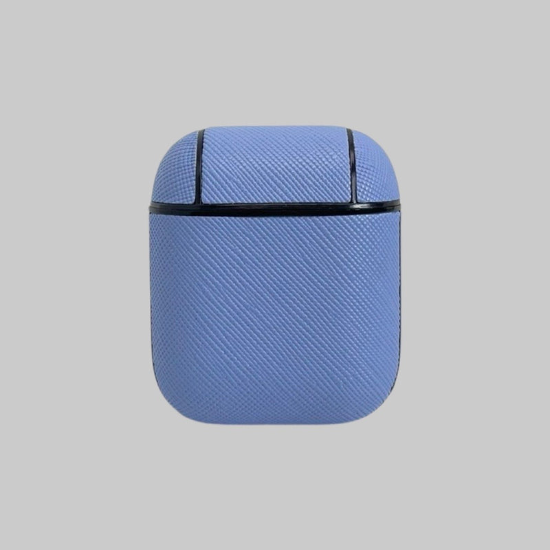 Personalised AirPods 1/2 Case in Hydrangea Blue Saffiano Vegan Leather