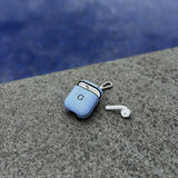 Personalised AirPods 1/2 Case in Hydrangea Blue Saffiano Vegan Leather