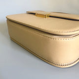 Personalised Beige Liv Shoulder Bag in Smooth Calfskin Leather