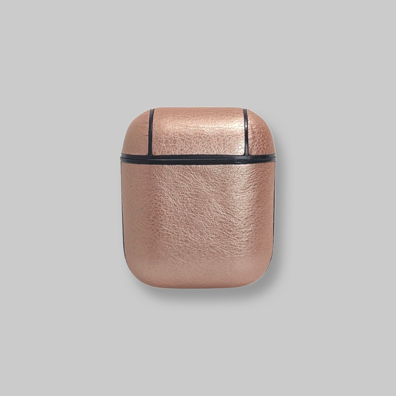 Personalised AirPods 1/2 Case in Metallic Pale Pink Vegan Leather