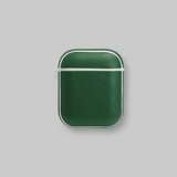 Personalised Sporty Forest Green AirPods 1/2 Case in Pebbled Leather