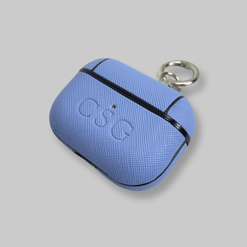 Personalised AirPods Pro Gen 1/2 Case in Hydrangea Blue Leather