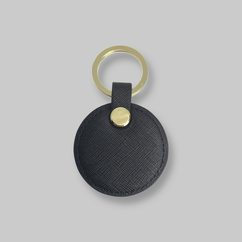 Black Omega Vegan Leather Round Key Ring