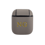 Personalised AirPods 1/2 Case in Light Grey Leather